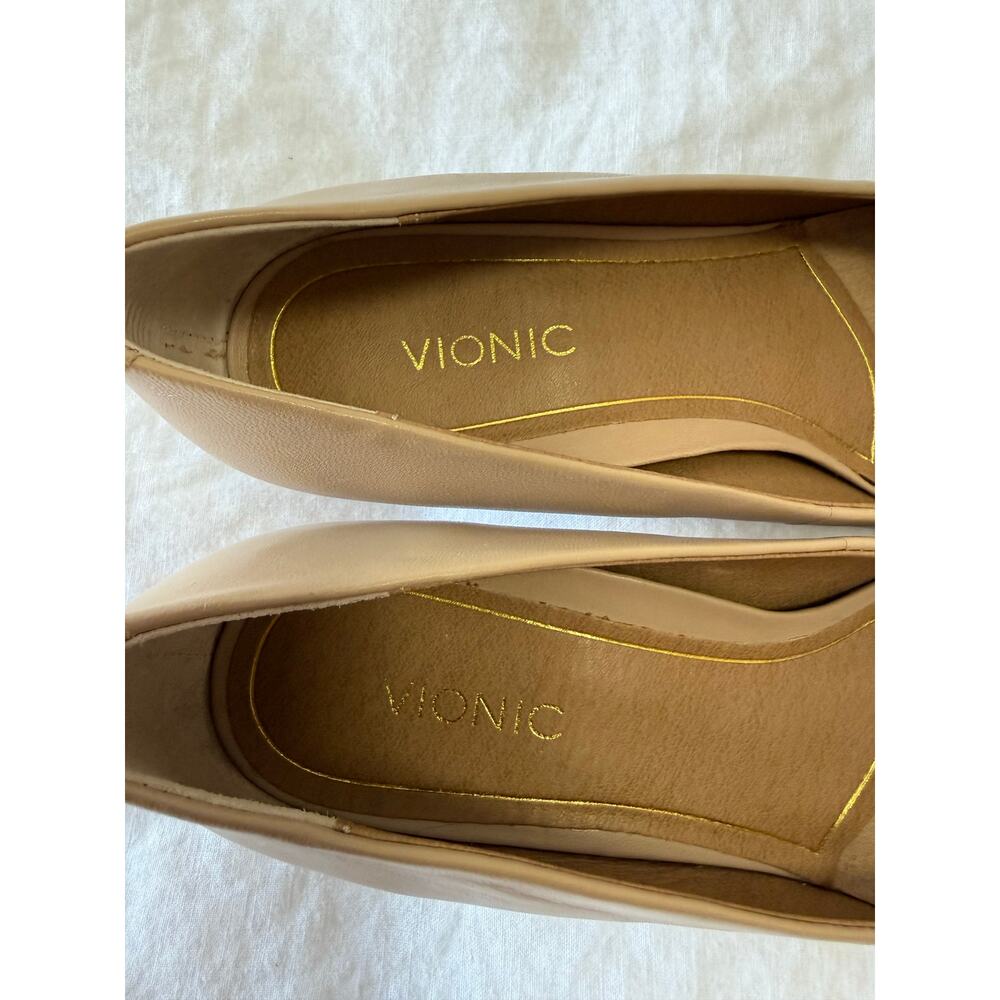 Vionic | Women’s SZ 8.5 Wide | Josie Tan Nude Leather Point Toe Kitten Heels - Picture 7 of 11